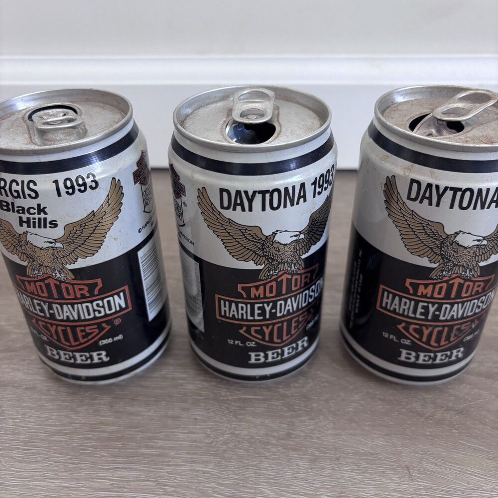 Harley Davidson Beer Cans Vintage 1993 Daytona Sturgis Bike Week Empty Lot 3